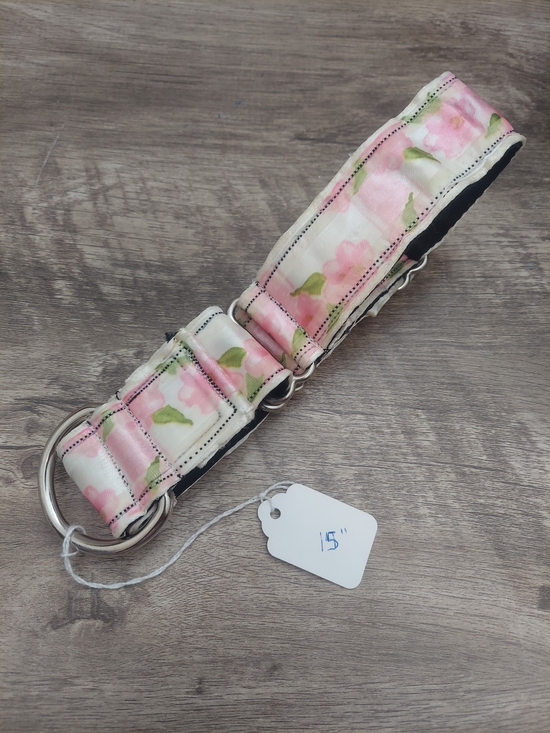Other - Custom Martingale Dog Collar 1.5" Pink White Watercolor Floral Whippet 15"